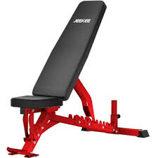 Photo 1 of JEEKEE Adjustable Weight Bench, 1300LBS Heavy Duty Home Gym Bench with Wheels, 18 Positions Decline/Flat/Incline Workout Bench For Full Body (red)