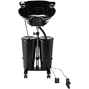 Photo 1 of VEVOR Portable Shampoo Bowl, Shampoo Sink for Washing Hair with Electric Pump, Includes 2 Buckets 2 Showerheads, Drain Hose, Height and Angle Adjustable Portable Wash Bowl for Home Salon Use, Black