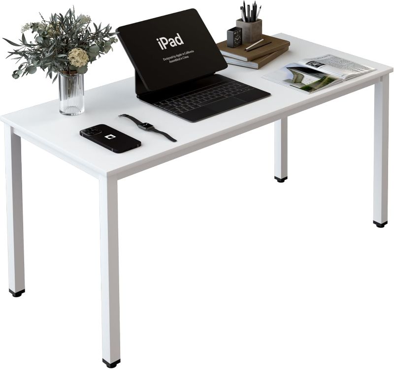 Photo 1 of Computer Desk for Small Space,Modern Simple Laptop Desk,Computer Table Study Writing Desk for Home Office,Dining Room,Living Room (White, 55 * 23.5in)