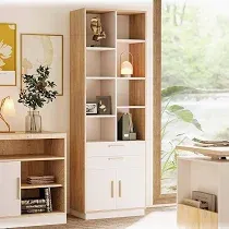 Photo 1 of Wood Bookcase with Drawers and Doors 73.3" Tall