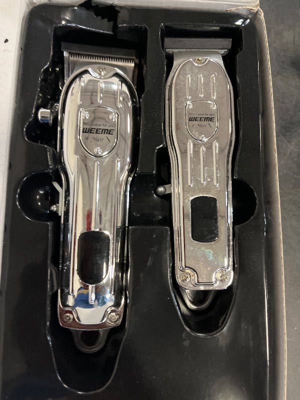 Photo 1 of WEEME 819 Silver Barber Clipper Set - USB Rechargeable Hair Trimmers with LCD Display, T-Blade Shaver for Men, Professional Grooming Kit