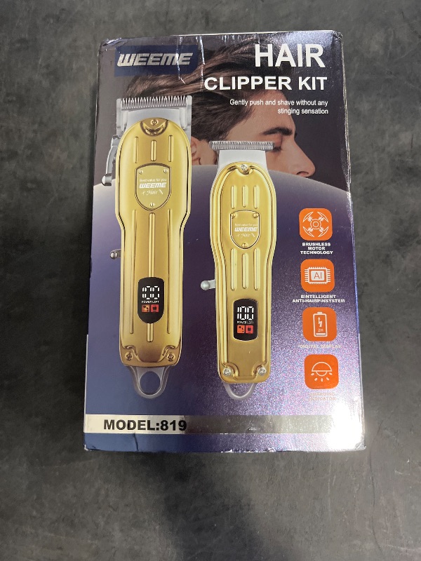 Photo 1 of WEEME 819 Silver Barber Clipper Set - USB Rechargeable Hair Trimmers with LCD Display, T-Blade Shaver for Men, Professional Grooming Kit