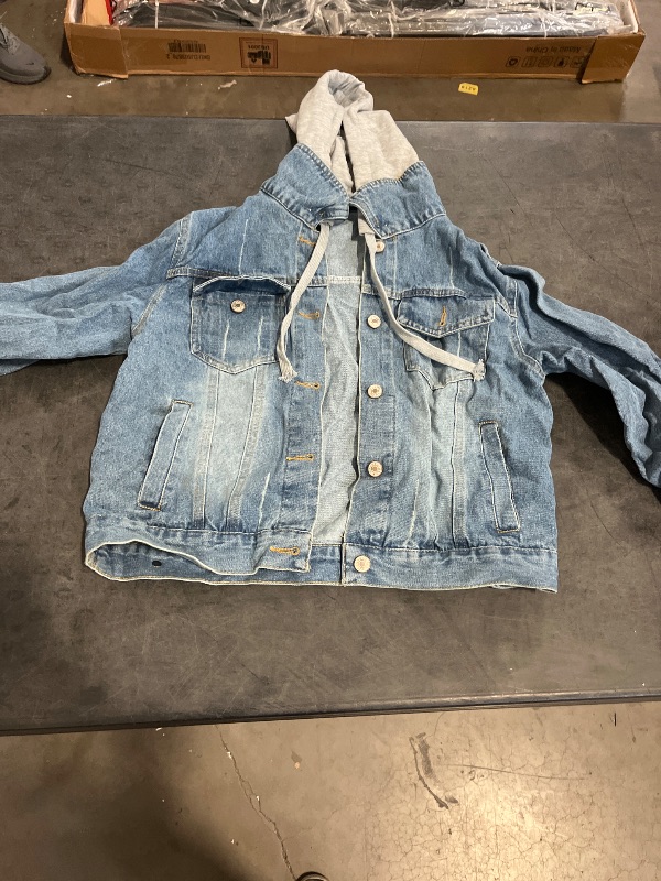Photo 1 of  Size M Denim Jackets For Women Detachable Hoodie Button Down Causal Jean Jacket Coat
