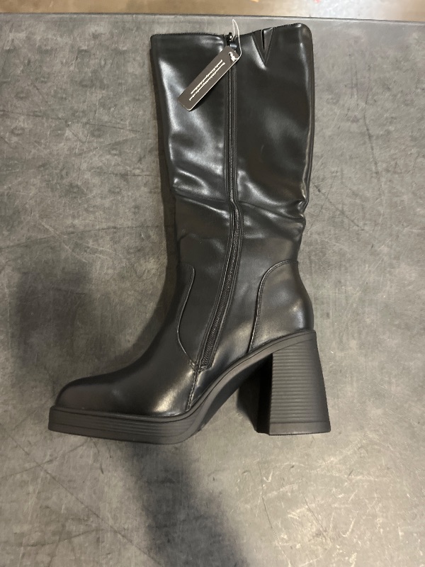 View 2 of Size 8 DREAM PAIRS Knee High Boots for Women Platform Square Toe Chunky Block Heeled Stylish Comfortable Tall Boots with Side Zipper