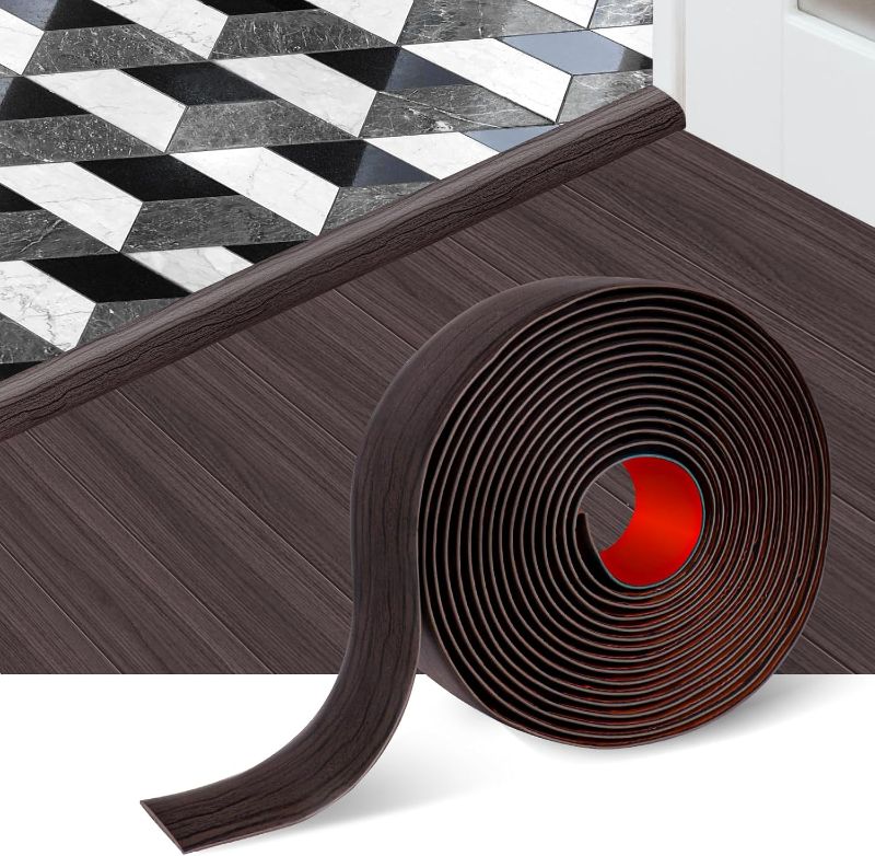 Photo 1 of Floor Transition Strip Self Adhesive Floor Cover Strips Laminate 1.57" Wide Vinyl Flat Divider Transitions Elegant Wood Grain Design (4cm, 3.3Ft, Black Walnut)
