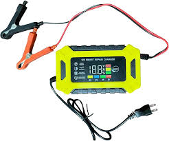 Photo 1 of 12V 6-Amp Car Battery Trickle Charger,Smart Portable Float Charger for Car, Motorcycle, Lawn Mower - Maintains SLA, AGM, Gel Cell, and Wet Lead Acid Batteries, yellow