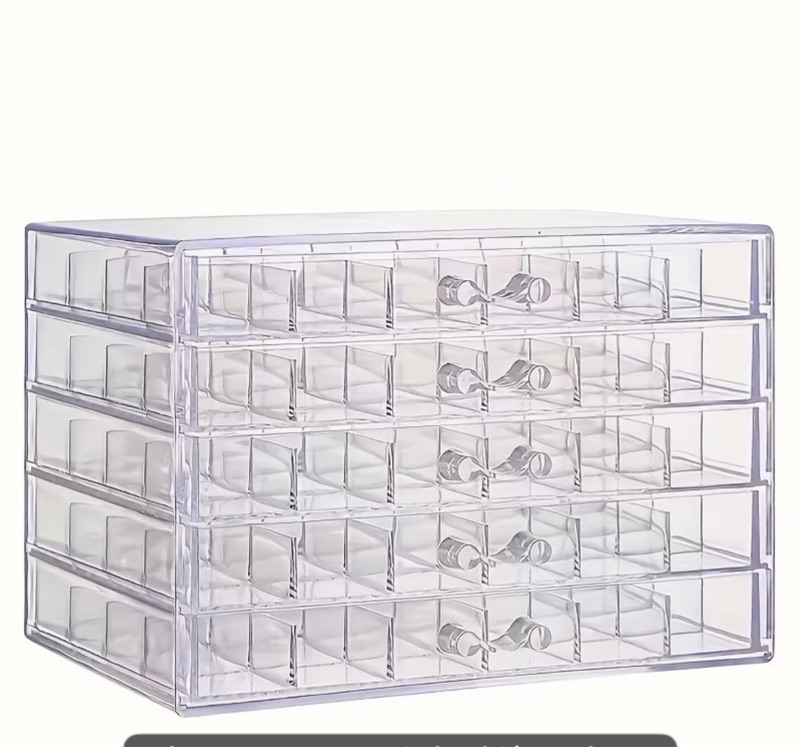 Photo 1 of 5-Tier Acrylic Jewelry Organizer Box With 5 Drawers And 120 Slots, Clear Dustproof Storage For Earrings Rings Necklaces Bracelets And Nail Accessories