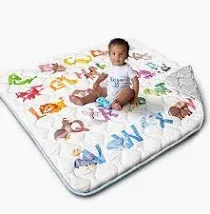 Photo 1 of Baby Play Mat, 50x50, Super Soft Touch, Anti-Slip, Machine Washable, Animal Alphabet Activity Mat for Floor & Picnic