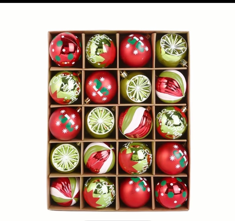 Photo 1 of 20pcs Festive Christmas Ornament Set - 2.36" Red & Green