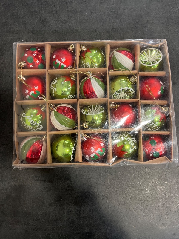 Photo 1 of 20pcs Festive Christmas Ornament Set - 2.36" Red & Green