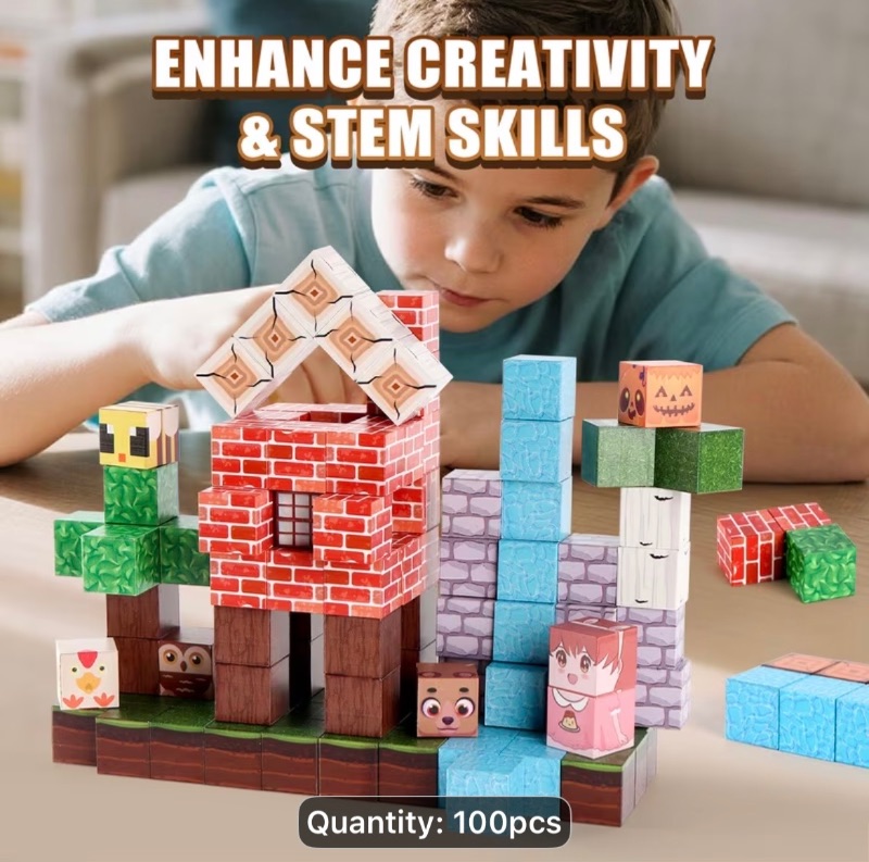 Photo 1 of 100pcs STEM Magnetic Blocks & Cubes