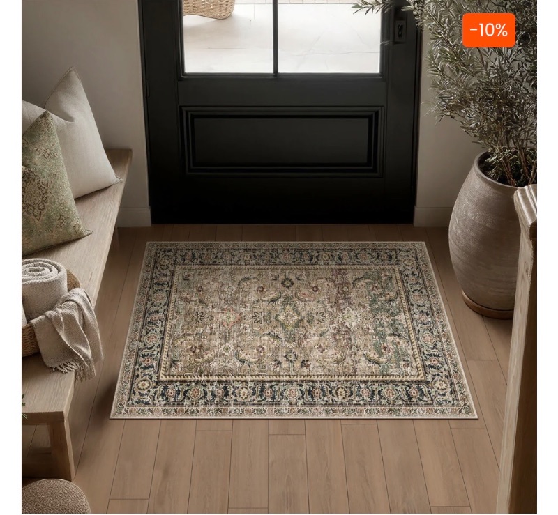 Photo 1 of 2 x 3 Amara Persian Vintage Brown Short Pile Traditional Distressed Washable Rug