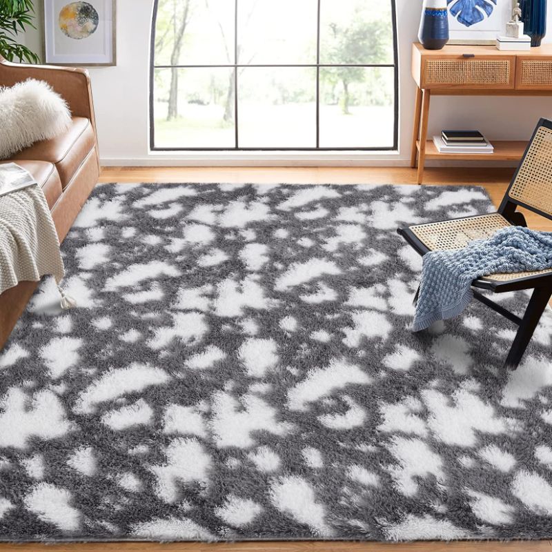 Photo 1 of Garvee Fluffy Shag 8x10 Area Rug Ultra Soft Plush Bedroom Rug Large Fluffy Shaggy Rugs for Living Room Non-Slip Fuzzy Cow Print Furry Aesthetic Carpet