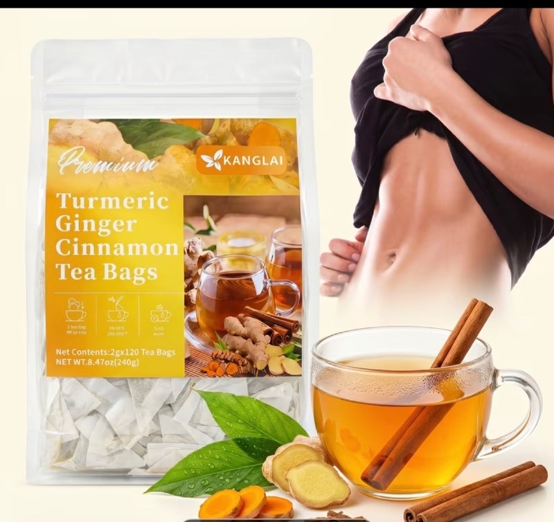 Photo 1 of 120 Bags Turmeric Ginger Tea Suitable for Plant-Based Diets - Natural Herbal Superfood with Roasted & Fermented Ginger, Turmeric & Ceylon Cinnamon, Caffeine-Free, Sugar-Free Low-Fat Tea Bags