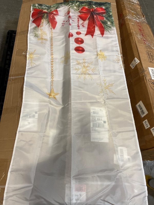 Photo 1 of 2D flat printing 2pcs Merry Christmas Drapes red bow Fabric