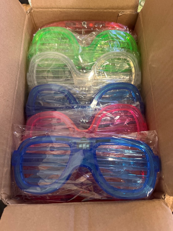 Photo 1 of 25 Packs LED Glasses 5 Neon Colors glow in the dark party supplies Favor for Kids Adult Glow sticks Light Up Glasses fit Holiday Birthday Valentine's Day and Halloween Party Supplies Cosplay Christmas