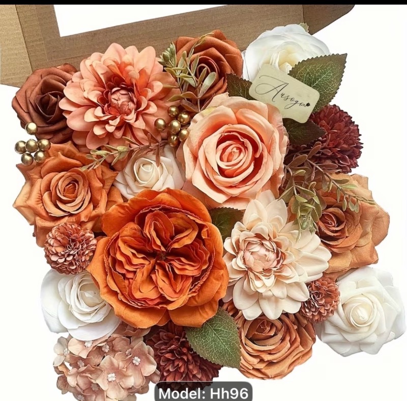 Photo 1 of Artificial Dahlia Roses - High-Quality Plastic Faux Flowers for DIY Wedding Bouquets, Bridal Showers & Seasonal Decor | Reusable Table Centerpieces, Cake Toppers