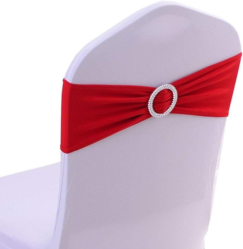Photo 1 of 10pcs, Chair Belt Bow, Elastic Chair Cover with Buckle, Elastic Chair Tie, Banquet Decoration, Birthday Decor, Birthday Supplies, Wedding Decor, Wedding Supplies