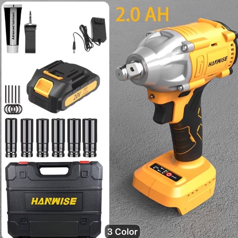View 1 of Cordless Impact Wrench, High Torque Impact Wrench, Cordless Wrench Set Tool Kit, Equipped with 2.0Ah/4.0Ah Rechargeable Battery Compatible with Cordless Screwdriver/Drill Bits for Automotive and Motorcycle Repair 