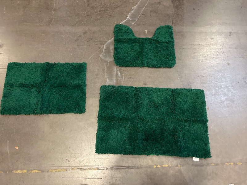 Photo 1 of Bathroom Rugs Sets 3 Pieces Microfiber - Upgrade Non-Slip Thermo-Plastic Rubber Bottom- Quick Dry - Machine Wash for Bedroom, Tub, Living Room (Dark Green)