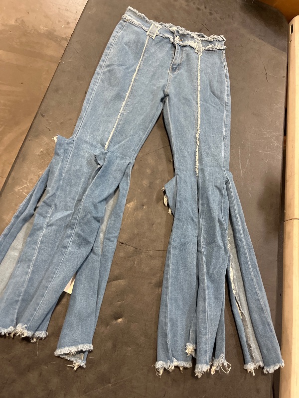 Photo 1 of Size L Blue Denim Frayed Jean