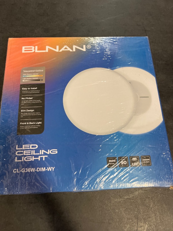 Photo 1 of BLNAN LED Flush Mount Ceiling Light Fixture with Remote Control, 15.4 Inch 3000K-6500K Dimmable Round Low Profile Ceiling Lamp for Living Room Bedroom Kitchen