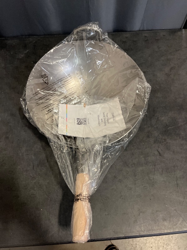 Photo 1 of Craft Wok Traditional Hand Hammered Chinese Carbon Steel Wok with Wooden and Steel Helper Handle (14 Inch, Round Bottom Pow Wok Pan) / 731W88