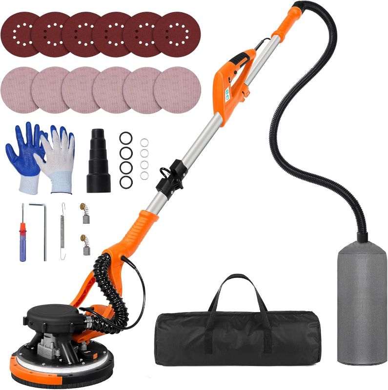 Photo 1 of Drywall Sander Tool, KUPERIA 8.5 Amp Popcorn Ceiling Removal Tool with 7 Variable Speed 800-1800RPM,Electric Drywall Sander with Extendable Handle,LED Light,6 Basic Sand Paper& 6 Grid Sandpaper,Orange