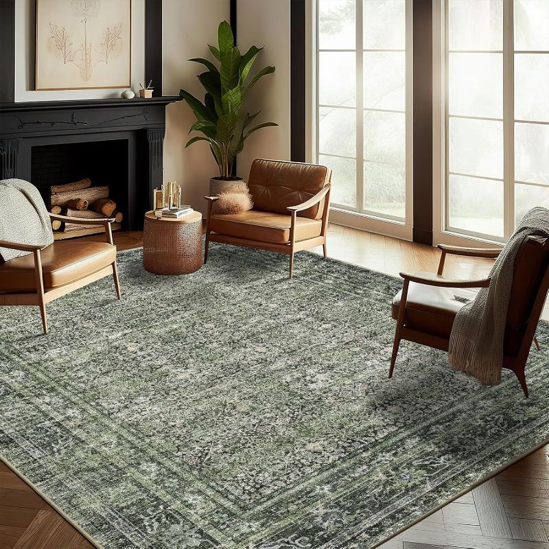 Photo 1 of CHAMPLANT Washable Area Rug 8'x10' Retro Boho Design Non-Shedding Non-Slip Easy Care Ideal for High Traffic Areas in Living Room Bedroom Office Coffee Table Kitchen Large Carpet