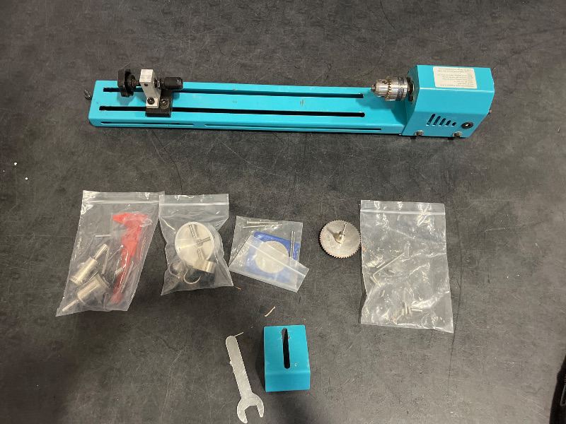 Photo 1 of Mini Woodworking Lathe, DIY Polisher 150W, Wood Model Making Drilling Milling Tool Small Lathe Metal for Engraving and Grinding of Wood