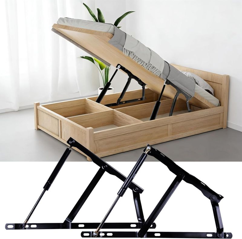 Photo 1 of 2 Pack Heavy Duty Hydraulic Bed Lift Mechanism,66kg Load Capacity,Foldable Spring HingeDesign forhydraulic Lift up Storage Bed Lifting Gas Spring or Sofa Bed kit Space Saving Project