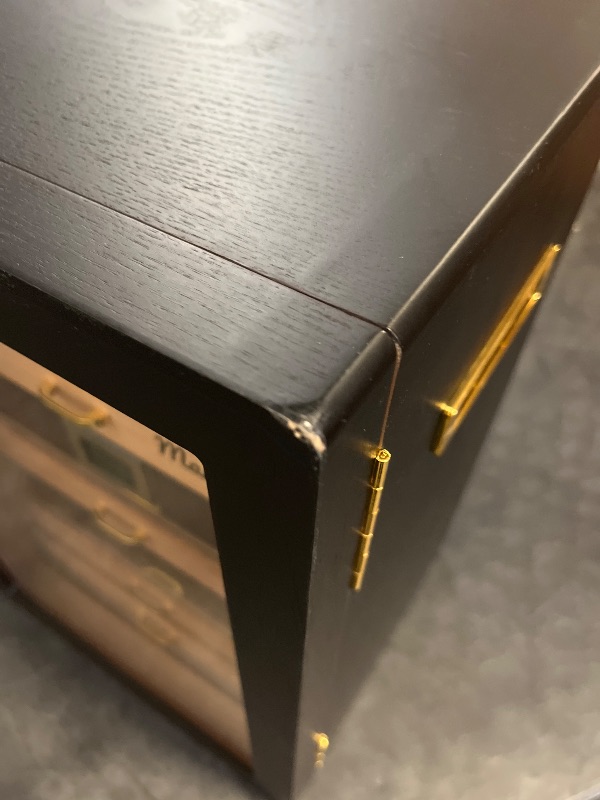 Photo 1 of Cigar Humidors, Cedar Wood Humidor with Digital Hygrometer, Drawers, Humidifiers and Gold-Plated Hardwares. Cigar humidor Cabinet for Men Husband Father, 300 Cigars Capacity Black Color