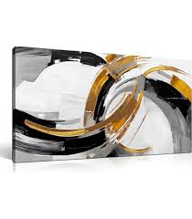 Photo 1 of AUUZAIUA Large Abstract Canvas Wall Art for Living Room Black White and Gold Minimalist Line Artwork for Bedroom Office 20"x40"
