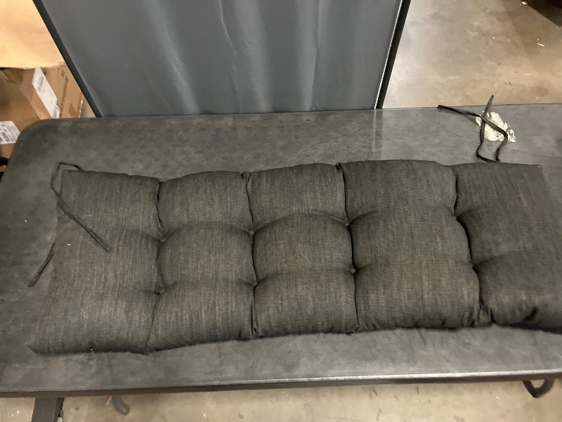 View 2 of Baibu Tufted Bench Cushion Loveseat Cushion with Tires Suitable for Garden Patio Bench Indoor Furniture with Anti-slip Bottom, Gray-blue, 40"x15"x3"