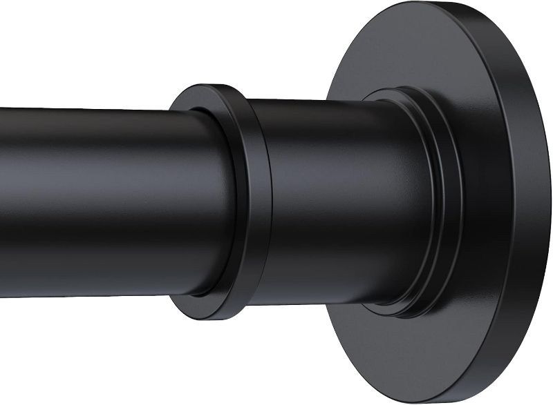 Photo 1 of BRIOFOX Industrial Shower Curtain Rod - Rustproof Non-Slip 43-72 Inch Stainless Steel Tension Curtain Rod for Window or Bathroom, Matte Black