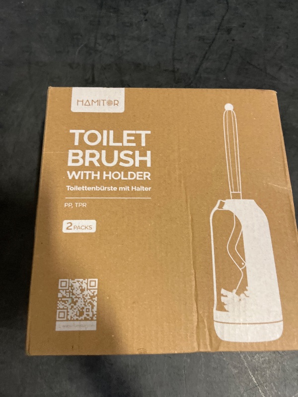 Photo 1 of HAMITOR Toilet Bowl Brush Holder Set: 2 Pack Bathroom Deep Cleaning Toilet Cleaner Scrubber Under Rim with Curved Bristle for Dead Corner Clean - Hidden Rv Toilet Decorative Accessories with Caddy