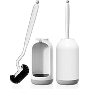 Photo 1 of HAMITOR Toilet Bowl Brush Holder Set: 2 Pack Bathroom Deep Cleaning Toilet Cleaner Scrubber Under Rim with Curved Bristle for Dead Corner Clean - Hidden Rv Toilet Decorative Accessories with Caddy