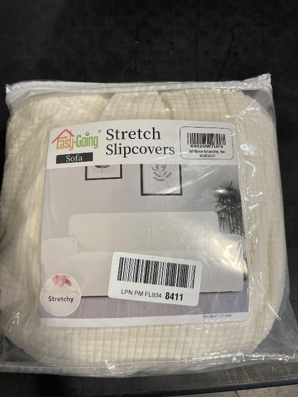 Photo 1 of Easy-Going Stretch Sofa Slipcover 1-Piece Sofa Cover Furniture Protector Couch Soft with Elastic Bottom for Kids, Polyester Spandex Jacquard Fabric Small Checks (Sofa, Cream)