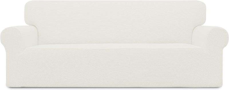 Photo 1 of Easy-Going Stretch Sofa Slipcover 1-Piece Sofa Cover Furniture Protector Couch Soft with Elastic Bottom for Kids, Polyester Spandex Jacquard Fabric Small Checks (Sofa, Cream)