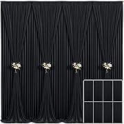 Photo 1 of 8 Panels Black Backdrop Curtain for Parties Wrinkle Free Black Photo Curtains Backdrop Drapes Fabric Decoration for Birthday Party Wedding 40ft(W) x 10ft(H)