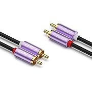 Photo 1 of J&D 2 RCA Audio Cable, Purple Aluminum Alloy Shell Gold-Plated 2 RCA Male/Male Stereo Auxiliary Audio Cable Cord for Home Theater HDTV Amplifiers Hi-Fi Systems Speakers, 3 Feet