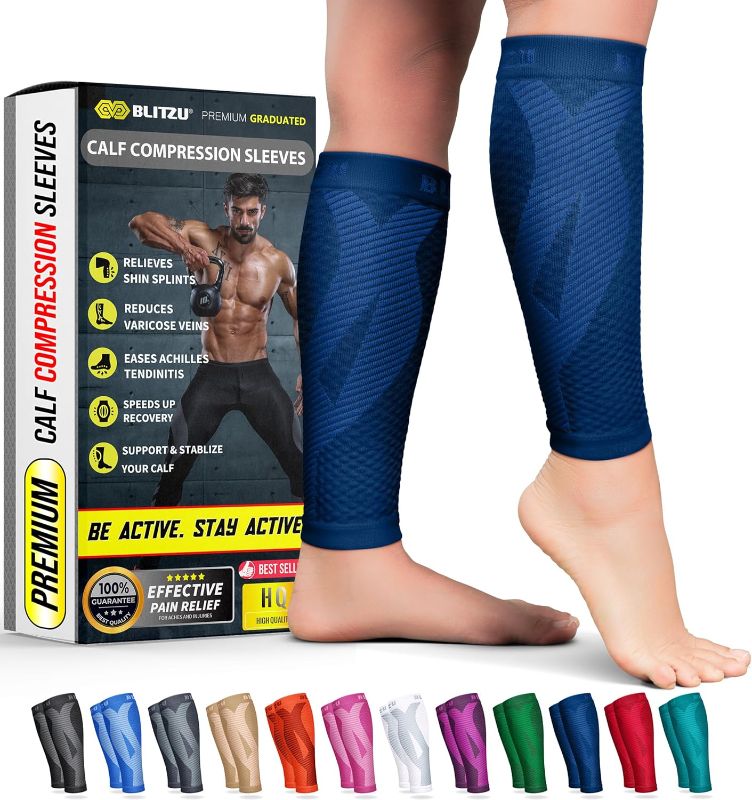 Photo 1 of BLITZU Calf Compression Sleeve for Men & Women Footless Compression Socks Support Runners Leg Sleeve Shin Splints Pain Relief