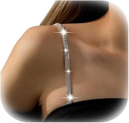 Photo 1 of 1Pair Simple Rhinestone Bra Straps Jewelry,Detachable Rhinestones Bra Shoulder Chain,Crystal Lingerie Straps,Wedding Bridal Dress Underwear Chain for Women