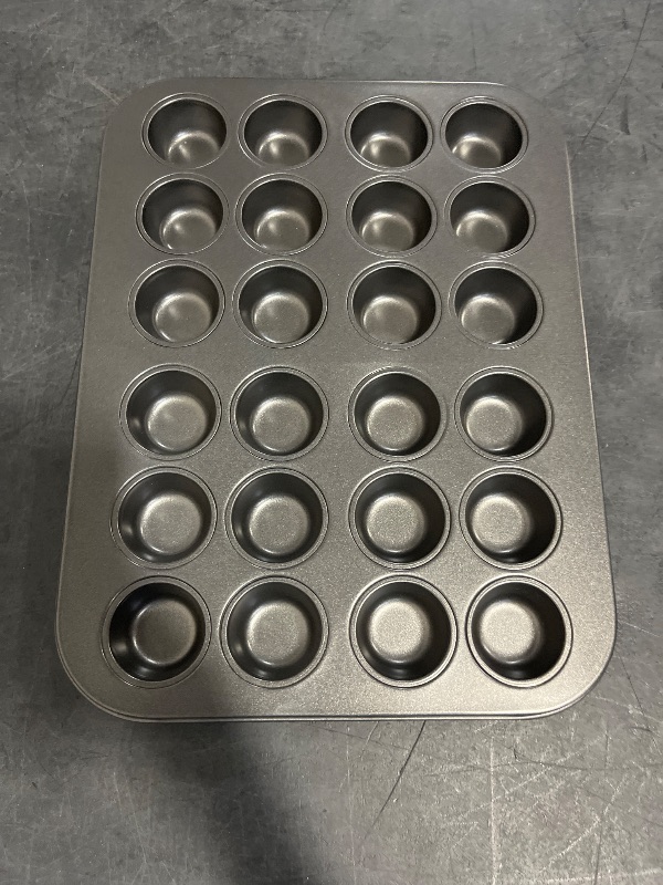 Photo 1 of husMait 24-Cup Mini Muffin Pan - Non-Stick Carbon Steel Mini Cupcake Pan - Heavy Duty Metal Baking Tray, Warp-Resistant, PFOA Free & Dishwasher Safe