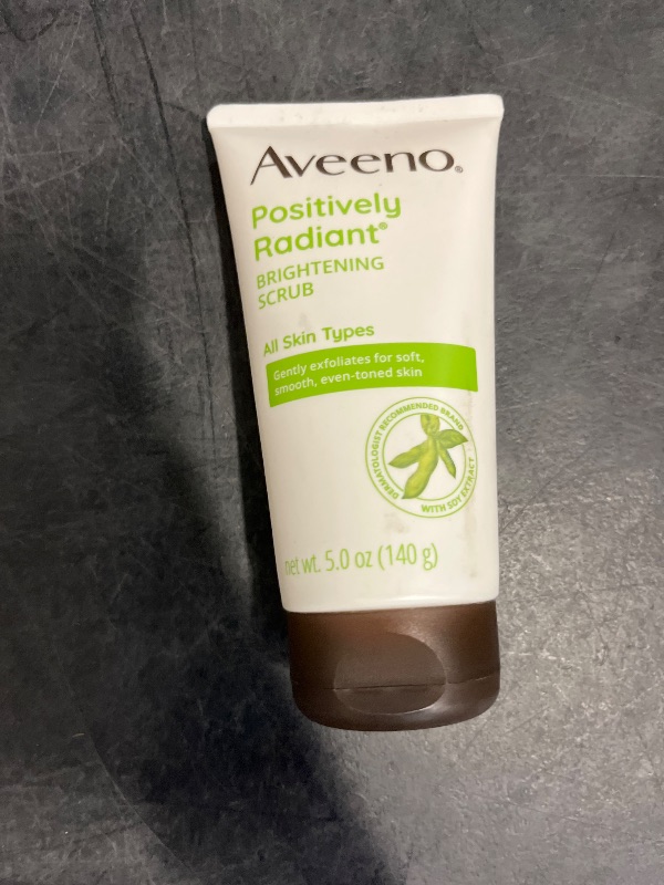 Photo 1 of Aveeno Positively Radiant Skin Brightening Exfoliating Daily Facial Scrub, Moisture-Rich Soy Extract, Oil- & Soap-Free Tone-Evening Face Cleanser, Hypoallergenic & Non-Comedogenic, 5 oz