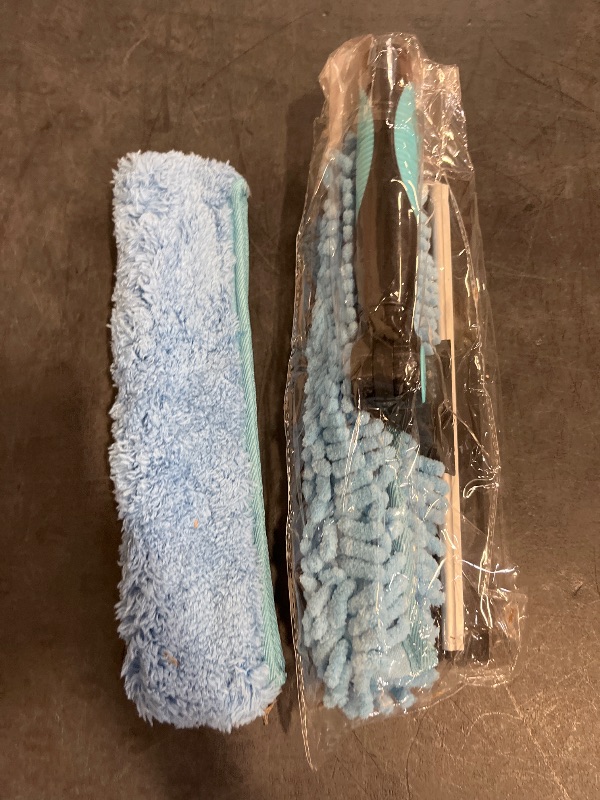 Photo 1 of 20 Ft+ Reach 2 In 1 Window Squeegee Duster with 5-to-12 Foot Extension Pole, Cleaner Tool with 3-Stage Telescoping Pole, Cleaning Kit with Rotatable Head - Chenille Cloth + Microfibre Cloths Head