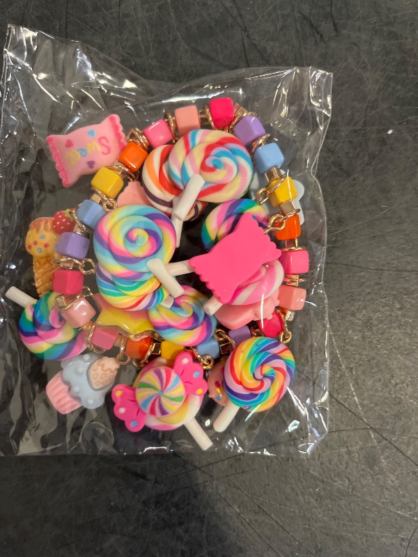 Photo 1 of Colorful Candy Beaded Bracelets for Women Fun Novelty Sweet Candy Lollipop Marshmallow Cake Pendant Elastic Stretch Bracelet Kawaii Cute Friendship Party Bangle Wrist Jewelry