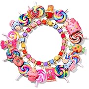 Photo 1 of Colorful Candy Beaded Bracelets for Women Fun Novelty Sweet Candy Lollipop Marshmallow Cake Pendant Elastic Stretch Bracelet Kawaii Cute Friendship Party Bangle Wrist Jewelry