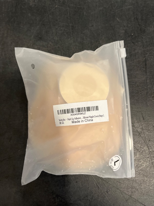 Photo 1 of BOOSINI Sticky Bra-Push Up Adhesive Backless Strapless Bra for Women,Invisible Breast Lift Pads,Reusable Silicone Nipple Covers Beige L(1Pair)