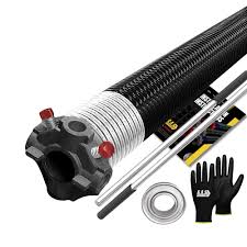 Photo 1 of Garage Door Torsion Spring 218x2x28 Torsion Spring for Right Side of Garage Door with 1" Steel Bearing, Gloves, and Winding Bars Precision E-Coating 5-Year Warranty Minimum 30,000 Cycles (Black Cone)